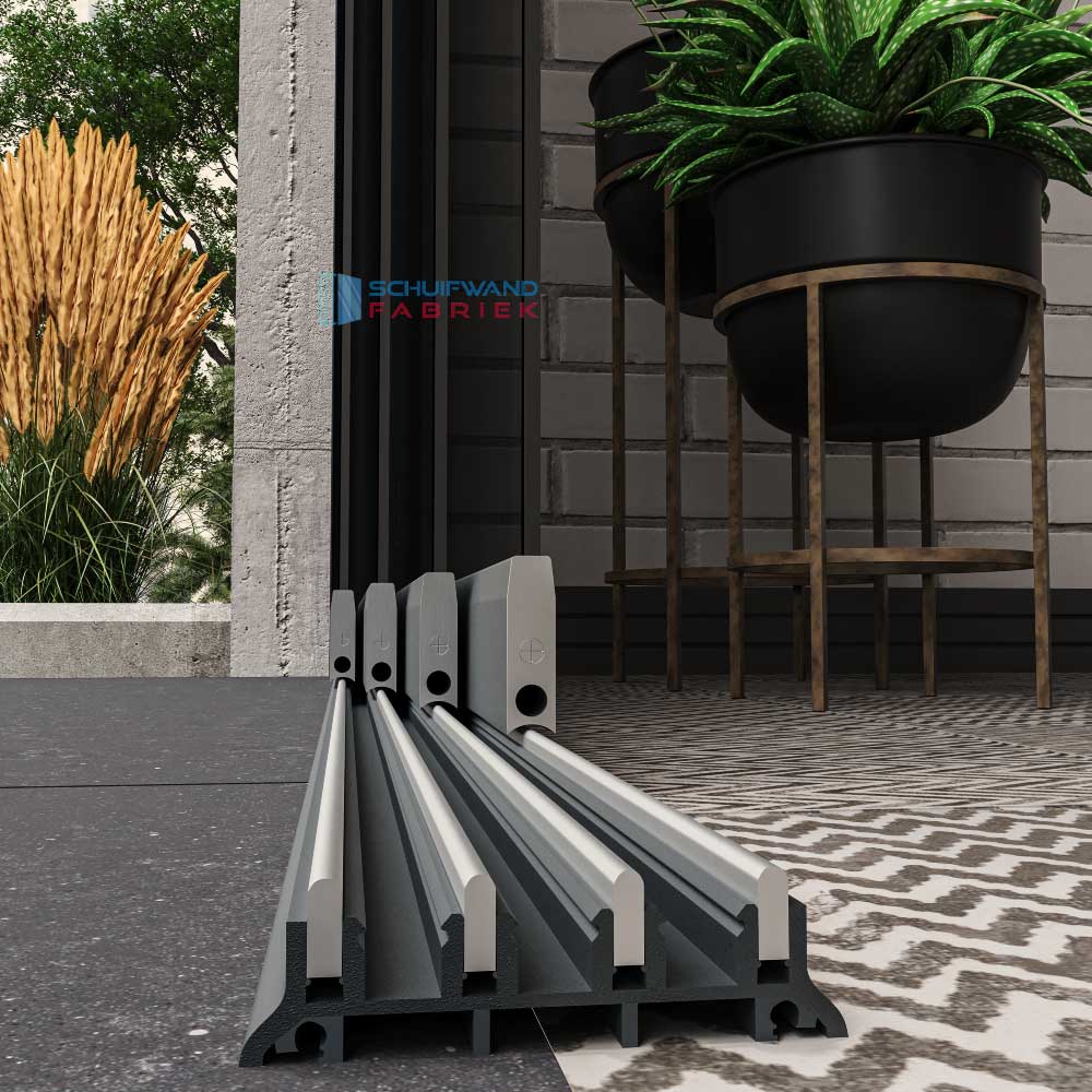 4-Rail Glazen Schuifwand tot 3190 mm breed (4x 820mm glas)